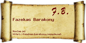 Fazekas Barakony névjegykártya